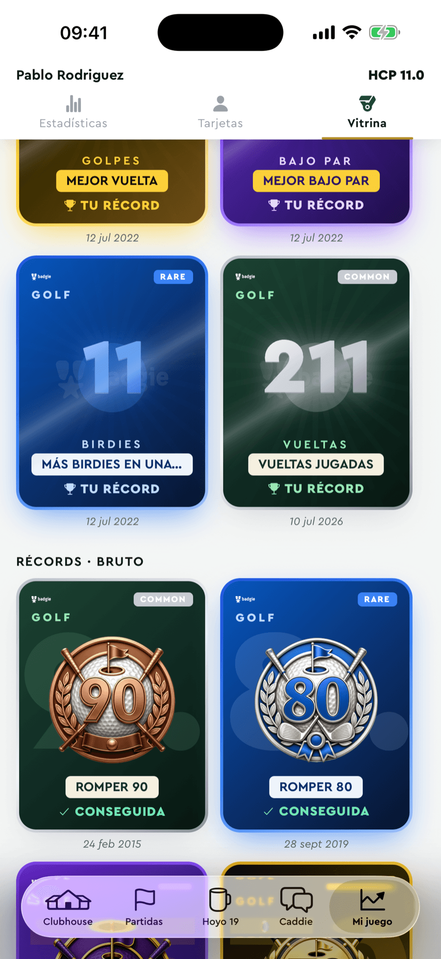 Insignias de golf de Badgie con arte por rareza