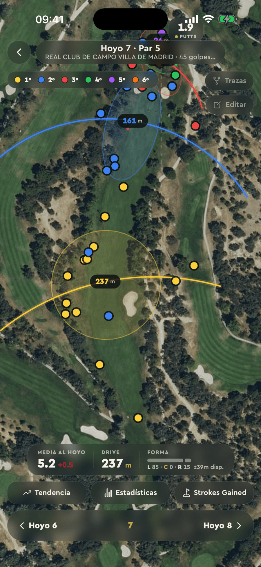 Dispersión de golpes de Badgie Golf: todos tus golpes sobre el hoyo