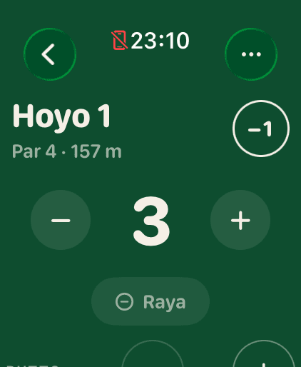 App de Apple Watch de Badgie Golf marcando el hoyo 1, par 4